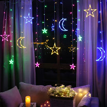 Load image into Gallery viewer, Moon Star Lamp LED Lamp String Ins Christmas Lights Decoration Holiday Lights Curtain Lamp Wedding Neon Lantern 220v fairy light