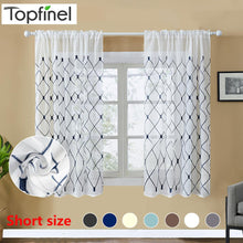 Load image into Gallery viewer, Topfinel Geometric Embroidered Short Sheer Curtains Tulle Window Curtains for Kitchen Living Room Bedroom Voile for Cafe