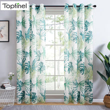 Load image into Gallery viewer, Topfinel Green Leaves Sheer Curtains For Living Room Bedroom Plant Voile Tulle Kitchen Tulle Window Treatments Panel Drapes
