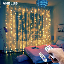 Load image into Gallery viewer, ANBLUB 3M USB LED Curtain String Lights Flash Fairy Garland Remote Control For New Year Christmas Outdoor Wedding Home decor