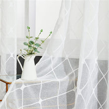 Load image into Gallery viewer, Topfinel Geometric Embroidered Short Sheer Curtains Tulle Window Curtains for Kitchen Living Room Bedroom Voile for Cafe