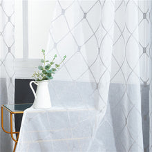Load image into Gallery viewer, Topfinel Geometric Embroidered Short Sheer Curtains Tulle Window Curtains for Kitchen Living Room Bedroom Voile for Cafe