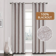 Load image into Gallery viewer, Linen 100% Blackout Curtains For Kitchen Bedroom Window Treatment  Solid Water Proof Curtains for Living Room Custom Made