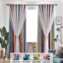 Load image into Gallery viewer, Double Layer Blackout Curtains Star Cutout for Living Room Jinya Home Decor White Sheer Window Curtain Panels for Babys Bedroom