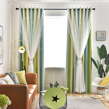Load image into Gallery viewer, Double Layer Blackout Curtains Star Cutout for Living Room Jinya Home Decor White Sheer Window Curtain Panels for Babys Bedroom