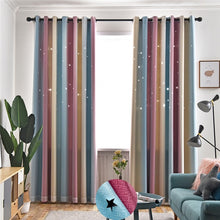 Load image into Gallery viewer, Double Layer Blackout Curtains Star Cutout for Living Room Jinya Home Decor White Sheer Window Curtain Panels for Babys Bedroom