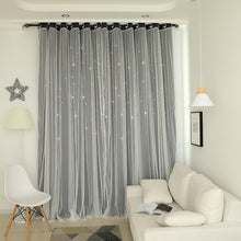 Load image into Gallery viewer, Korean Double Pink Princess Curtain for  Living Room Hollow Stars Lace Curtain for  Bedroom Shade Curtain Tulle Cloth