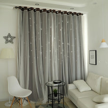 Load image into Gallery viewer, Korean Double Pink Princess Curtain for  Living Room Hollow Stars Lace Curtain for  Bedroom Shade Curtain Tulle Cloth