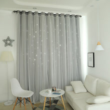 Load image into Gallery viewer, Korean Double Pink Princess Curtain for  Living Room Hollow Stars Lace Curtain for  Bedroom Shade Curtain Tulle Cloth