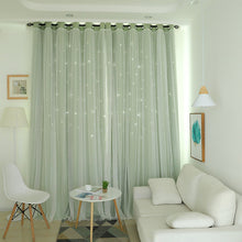Load image into Gallery viewer, Korean Double Pink Princess Curtain for  Living Room Hollow Stars Lace Curtain for  Bedroom Shade Curtain Tulle Cloth