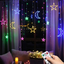 Load image into Gallery viewer, Moon Star Lamp LED Lamp String Ins Christmas Lights Decoration Holiday Lights Curtain Lamp Wedding Neon Lantern 220v fairy light