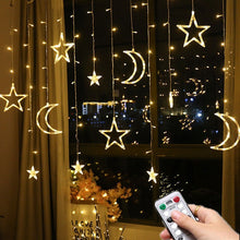 Load image into Gallery viewer, Moon Star Lamp LED Lamp String Ins Christmas Lights Decoration Holiday Lights Curtain Lamp Wedding Neon Lantern 220v fairy light
