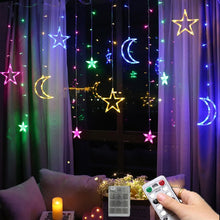 Load image into Gallery viewer, Moon Star Lamp LED Lamp String Ins Christmas Lights Decoration Holiday Lights Curtain Lamp Wedding Neon Lantern 220v fairy light