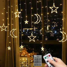 Load image into Gallery viewer, Moon Star Lamp LED Lamp String Ins Christmas Lights Decoration Holiday Lights Curtain Lamp Wedding Neon Lantern 220v fairy light