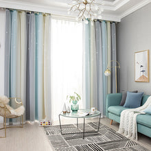 Load image into Gallery viewer, Star Modern lace princess window color stripe hollow sky double blackout curtains light luxury curtains for living room bedroom
