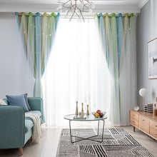 Load image into Gallery viewer, Star Modern lace princess window color stripe hollow sky double blackout curtains light luxury curtains for living room bedroom