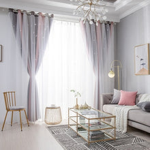 Load image into Gallery viewer, Star Modern lace princess window color stripe hollow sky double blackout curtains light luxury curtains for living room bedroom