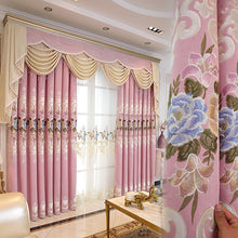 Load image into Gallery viewer, Europe Embroidered Floral Blackout Curtains For Living Room Luxury Blue Pink window Curtains For Bedroom Kitchen