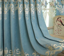 Load image into Gallery viewer, Europe Embroidered Floral Blackout Curtains For Living Room Luxury Blue Pink window Curtains For Bedroom Kitchen