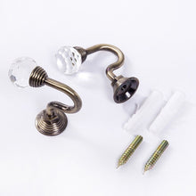 Load image into Gallery viewer, Vacclo 1 pair Retro Crystal Glass Curtain Holdback Wall Tie Back Hook Hanger Holder Drawer Handle Curtain Accessories Hanger